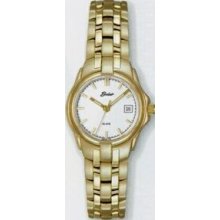 Quartzline Sport Ladies 10 Atm Gold Watch With Date Window & Round Bezel