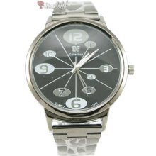 R263 Simple Luxury Men/women Funky Number Watch Black Steel Strap Watchband