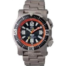 Reactor Mens Poseidon Analog Titanium Watch - Silver Bracelet - Black Dial - 54008