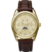 Relic Mens Jackson Leather Strap Multifunction Watch