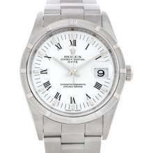 Rolex Date Mens Steel White Dial Watch 15210