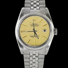 Rolex datejust men watch SS jubilee bracelet fluted bezel champagne stick dial