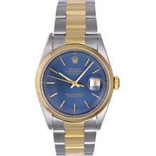 Rolex Datejust Men's Steel & Gold Watch 16203 Blue Dial