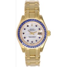 Rolex Ladies Masterpiece/Pearlmaster 18k Yellow Gold & Sapphire Watch