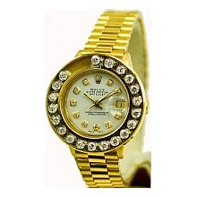 Rolex Ladies President White Diamond Dial 1.5ct -Yellow Gold Preowned