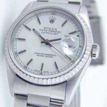 Rolex Men Datejust Ss 16220 White Stick Dial Watch Chest