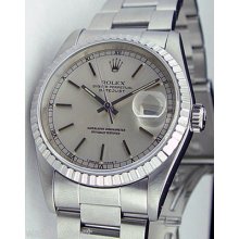 Rolex Mens Datejust Silver Stick Oyster Band 16220 Watch Chest