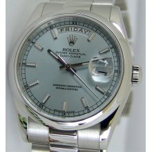 Rolex Platinum President Glacier Ice Blue Index 118206