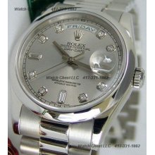 Rolex Platinum President Rhodium Diamond Dial 118206 Watchchest