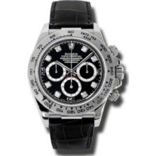 Rolex Watches Daytona White Gold Leather Strap 116519 bkd