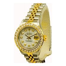 Rolex Women's Datejust 2-Tone White Dial/1.8ct Diamond Bezel Preowned