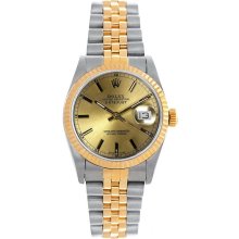 Rolex Women's Datejust Midsize Two Tone Fluted Champagne Index Dial