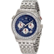 Rotary Gb0010052 Stainless Steel Chronograph Blue Dial Bracelet Watch