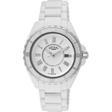 Rotary Men's White Dial White Ceramic