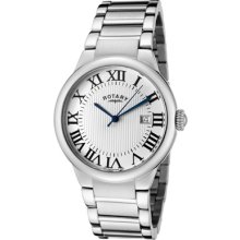 Rotary Watches Men's Light Silver Textured Dial Stainless Steel Stainl