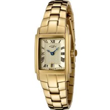 Rotary Women's Champagne Textured Dial Gold Ion Plated Stainless Steel Watch