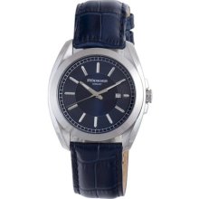 Rudiger Men's R1001-04-003L Dresden Blue Calfskin Date Watch ...