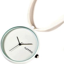 RumbaTime Madison Analog Pendant Watch Suede Necklace - White - One Size