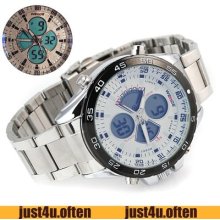 S-steel Fashion Sport Quartz Watch Analog & Digit Easy To Read Week Casual Man