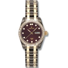 Sartego Ladies Two Tone Black Stainless Steel Automatic Burgundy Dial SCBG62