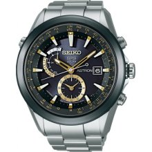 Seiko Astron Solar GPS Titanium Gold 47 mm Watch - Black Dial, Titanium Bracelet SAST005 Sale Authentic Ceramic