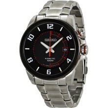 Seiko Kinetic Black Dial Stainless Steel Mens Watch SKA553