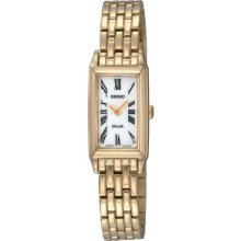 Seiko Ladies Gold Tone Dress Solar Quartz White Dial SUP032