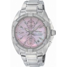 Seiko Ladies Velatura Mother of Pearl Dial Quartz Chronograph Diamonds SNDZ37