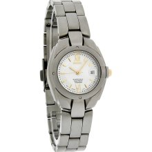 Seiko Ladies White Date Dial Titanium Perpetual Calendar Watch SWD073