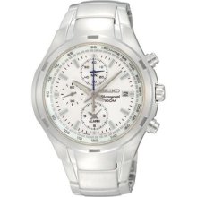 SEIKO Men's Chronograph White Dial Stainless Steel Watch ...