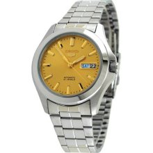 Seiko Men's Seiko 5 Automatic Gold Tone Dial Link Bracelet SNKK91