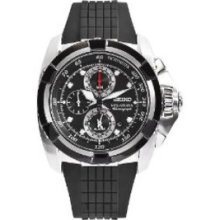 Seiko Mens SNAA93P2 Velatura Black Rubber Strap Chronograph Dial