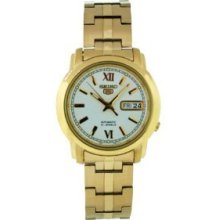 Seiko Men's Snkk84 Gold Plated Stainless Steel Analog With White Dial Watch