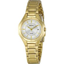 Seiko Silver Dial Gold Tone Stainless Steel Ladies Watch Sxde16