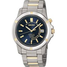 Seiko Ska296 Men's Two Tone Titanium Kinetic Blue Dial Watch