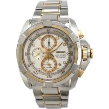 Seiko SNAA92 Two Tone Velatura Alarm Chronograph Silver