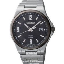 Seiko Sport wrist watches: Solar Steel Black Dial sne211