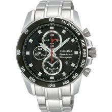 Seiko Sportura Snae69 Mens Chronograph Black Dial Watch