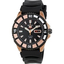 Seiko Srp210 Men's Black Resin Strap Black Dial 100m 24 Jewels Automatic Watch