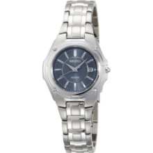 Seiko SXDB45 Womens Silver Tone Blue Dial Dress Watch