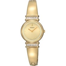 Seiko Womens Analog Crystal Stainless Watch - Gold Bracelet - Gold Dial - SUJG34