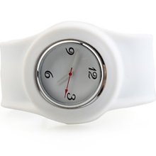 Silicone Band Fashiona Men Jelly Casual Clap Watch - White