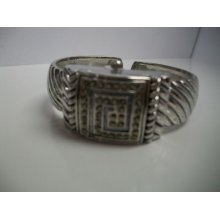 Silver Black Covered Style Marcasite Women's Bangle Cuff Watch