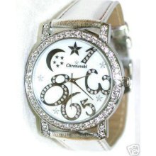 Silver Bling Iced Moon Stars Ladies Mens Watches Sgs