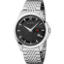 Silver Round Black Dial Watch