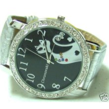 Silver Tone Strap Female Male Dress Cat Watches Kisxs