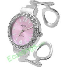 Silvery Good Bangle Quartz Watch Purple Dial