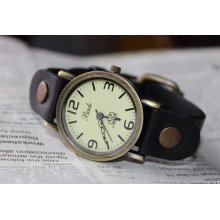 simple number face wrist watch,men wrist watch,leather wrist watch,men wrist watch,women wrist watch,hanmade watch,rivet wrist watch,v