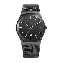 Skagen 333lbb 3-hand Date Black Mesh Black Dial Men's Watch