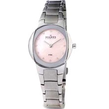 Skagen 589SSXP Pink Dial Stainless Steel Ladies Watch